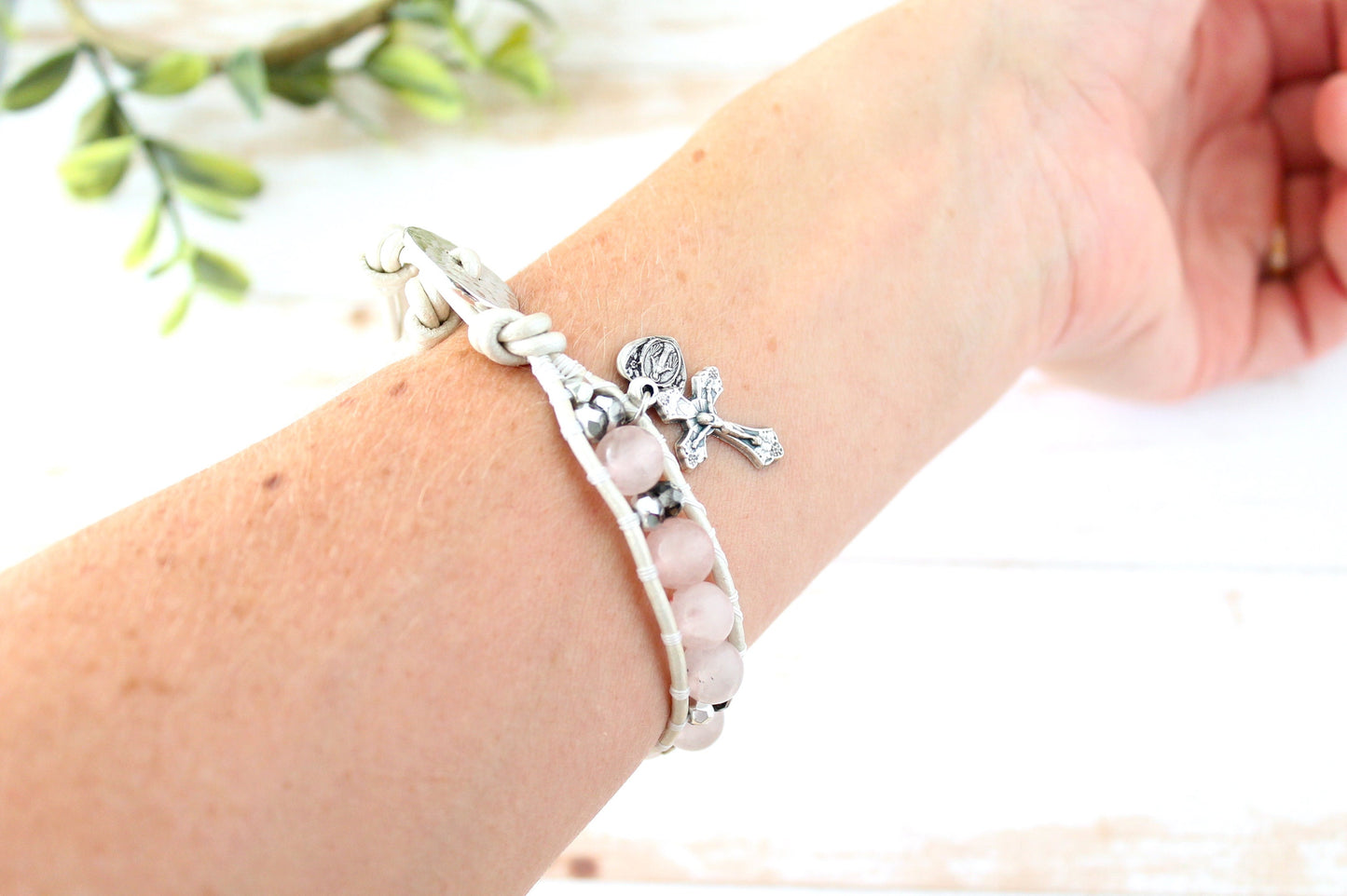 Rose Quartz Rosary Bracelet