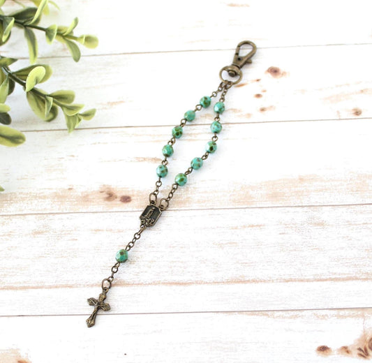 Turquoise Rosary Keychain