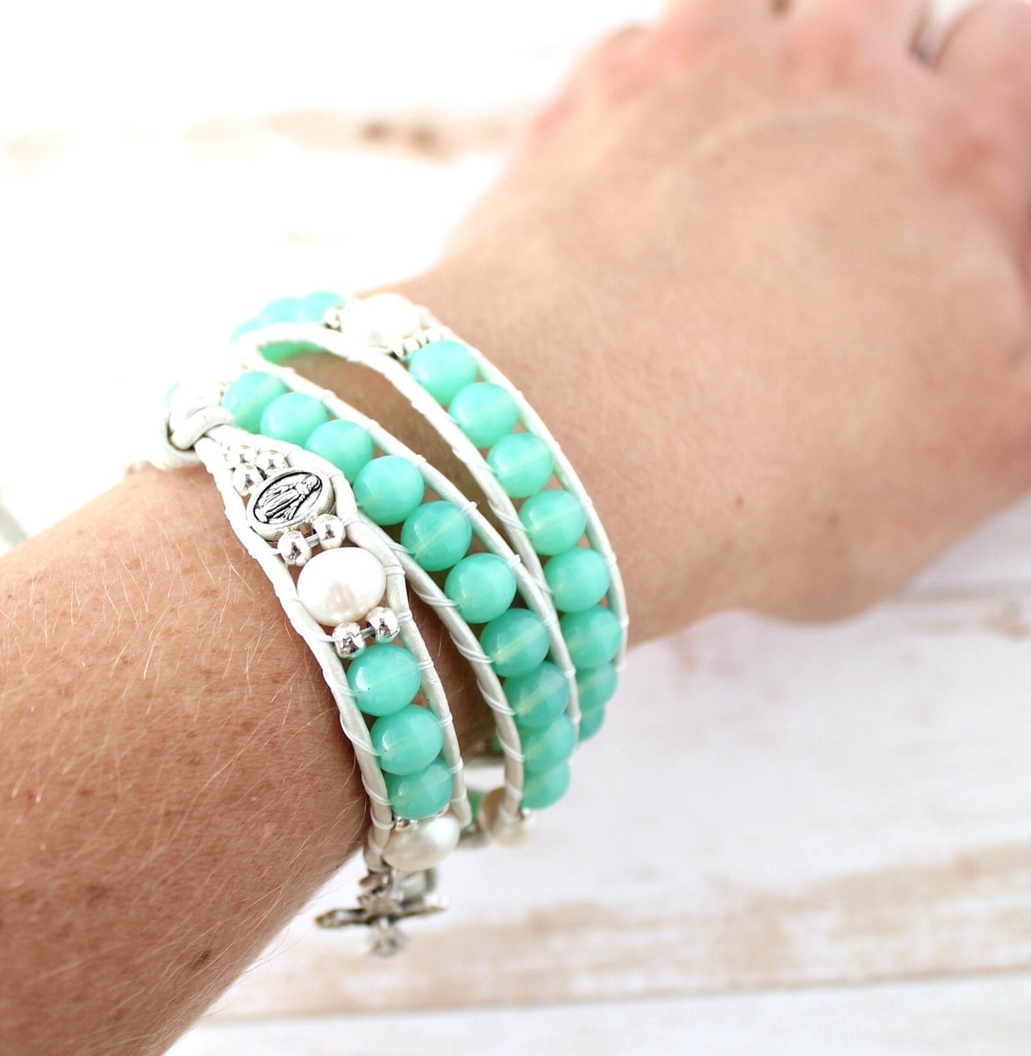 Czech Glass Rosary Wrap Bracelet