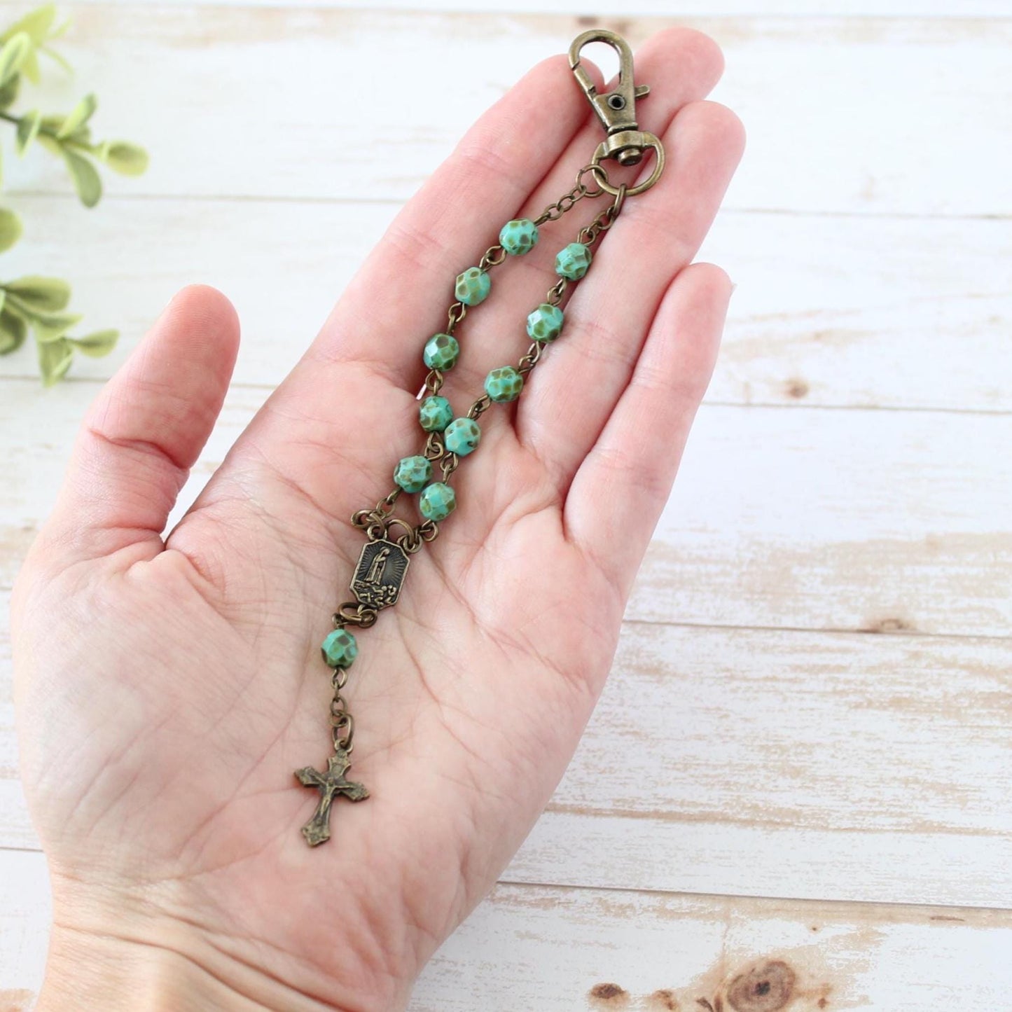 Turquoise Rosary Keychain