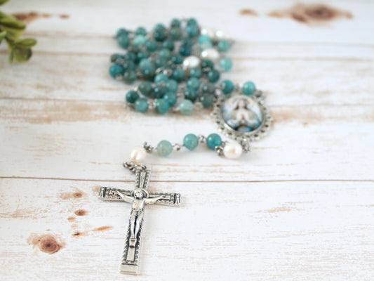 Apatite & Pearl Gemstone Rosary
