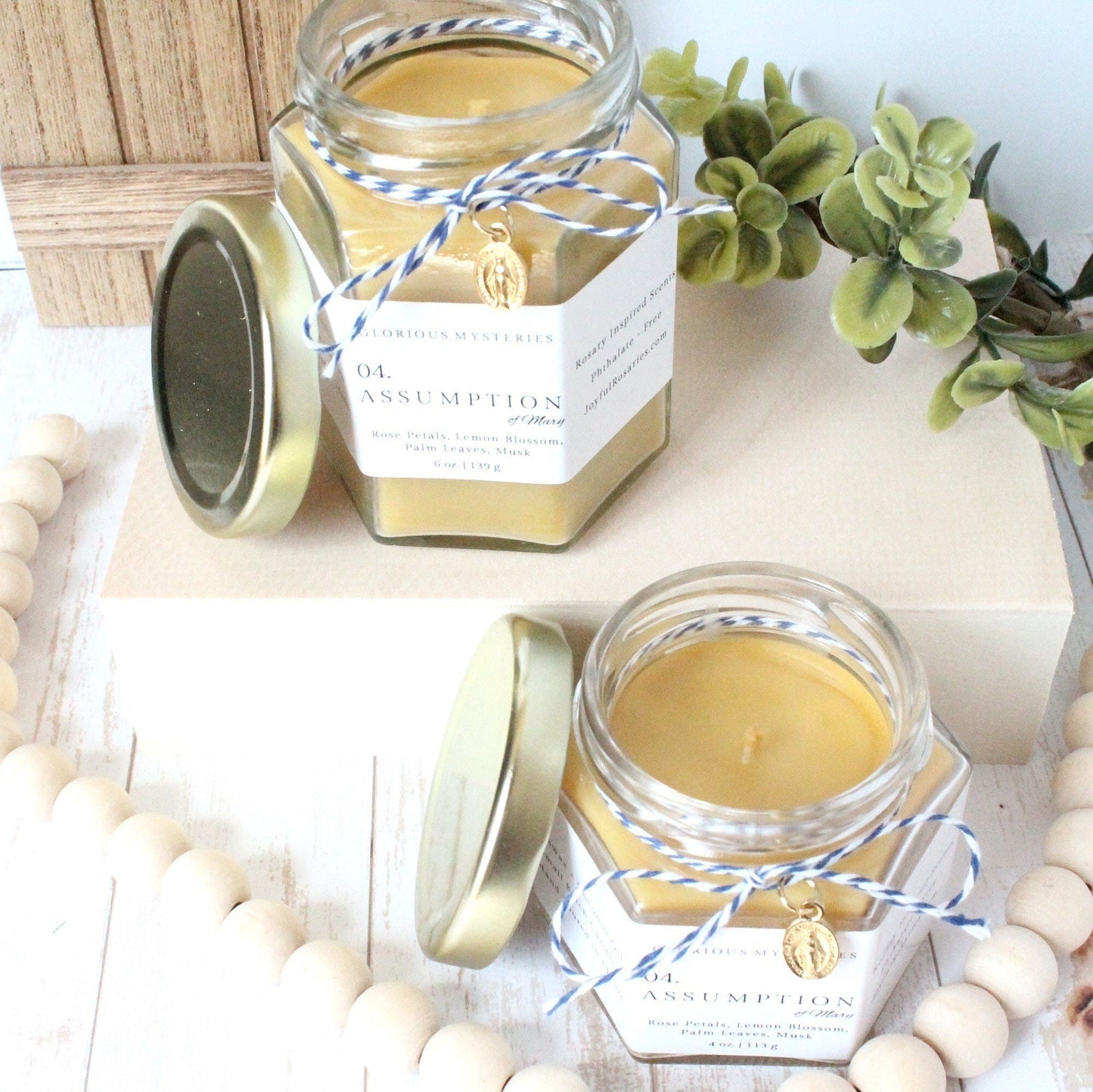 Assumption of Mary Rosary Candle