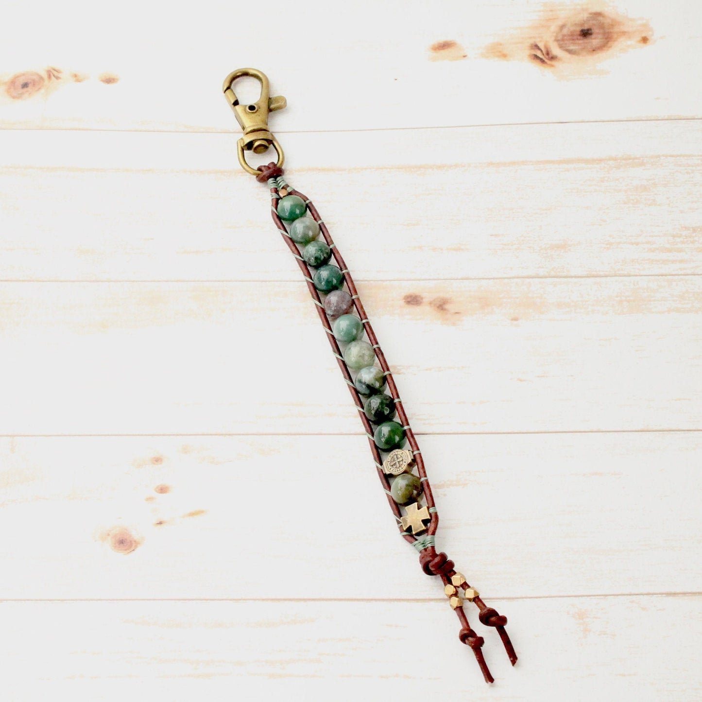 Agate Gemstone Rosary Keychain