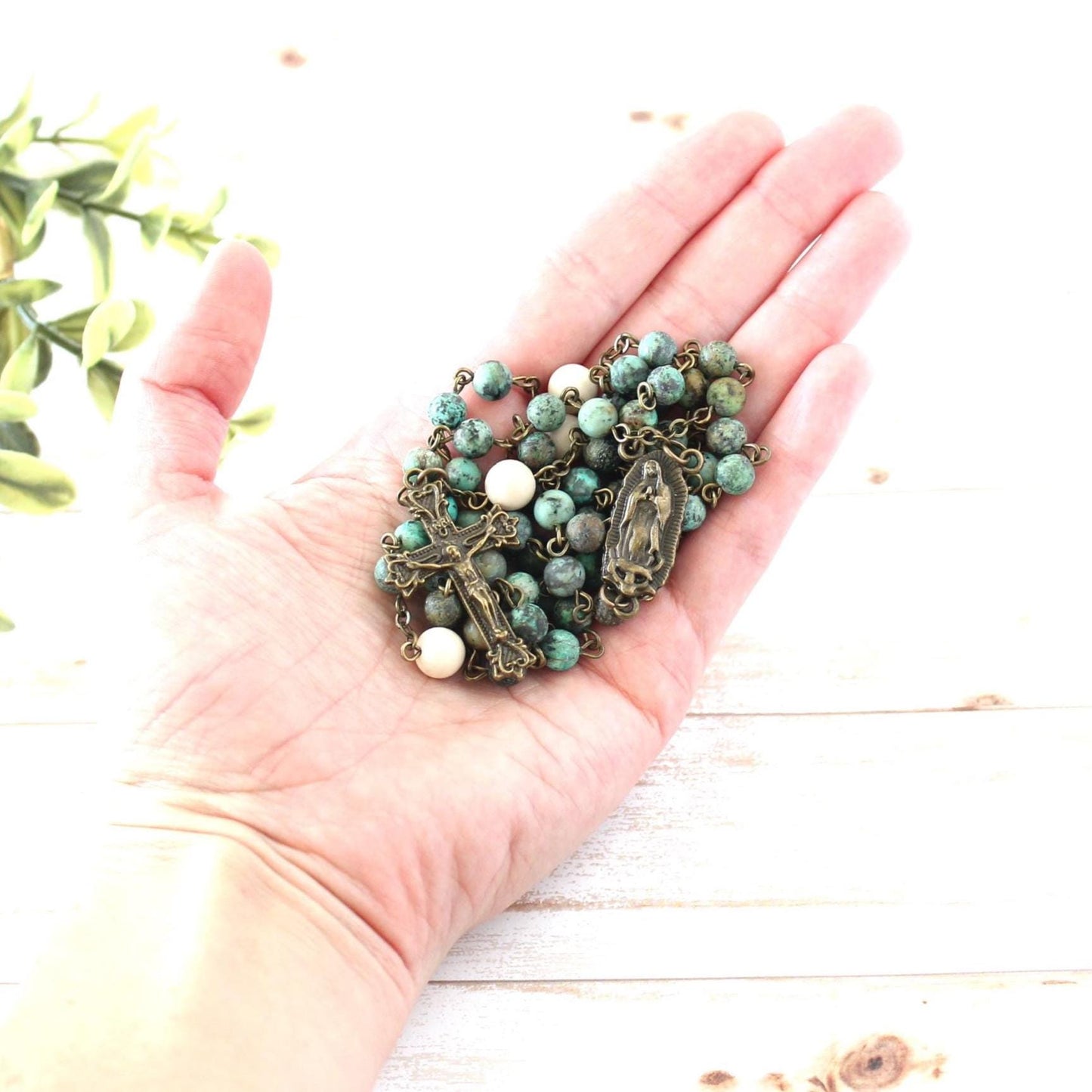 African Turquoise Matte Rosary