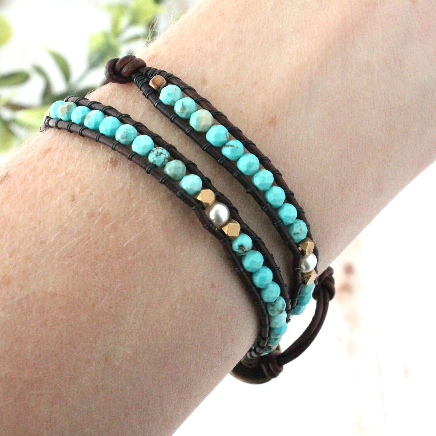 Turquoise Rosary Wrap Bracelet