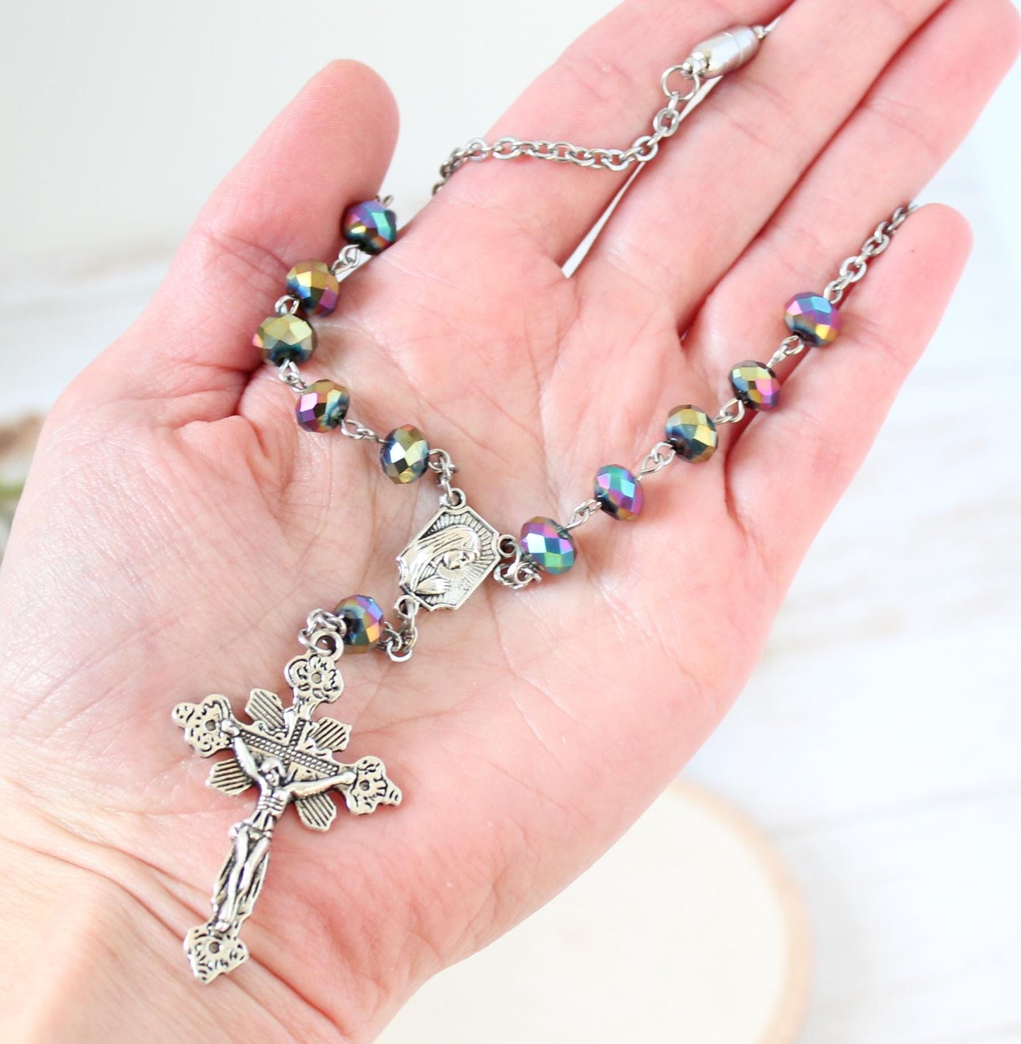 Glass Bead Magnetic Car Rosary