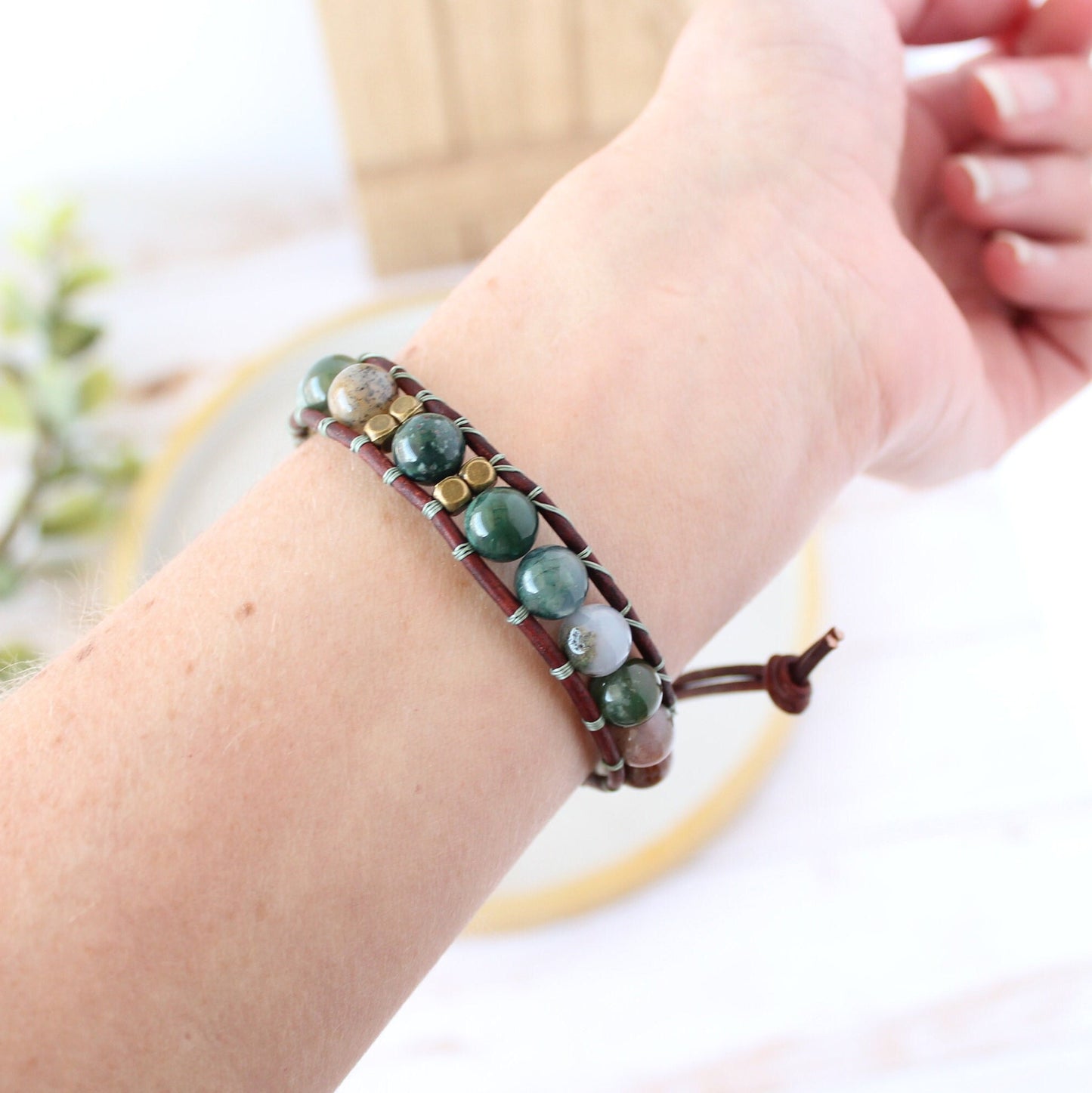 Agate Gemstone Rosary Bracelet