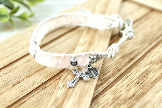 Rose Quartz Rosary Bracelet