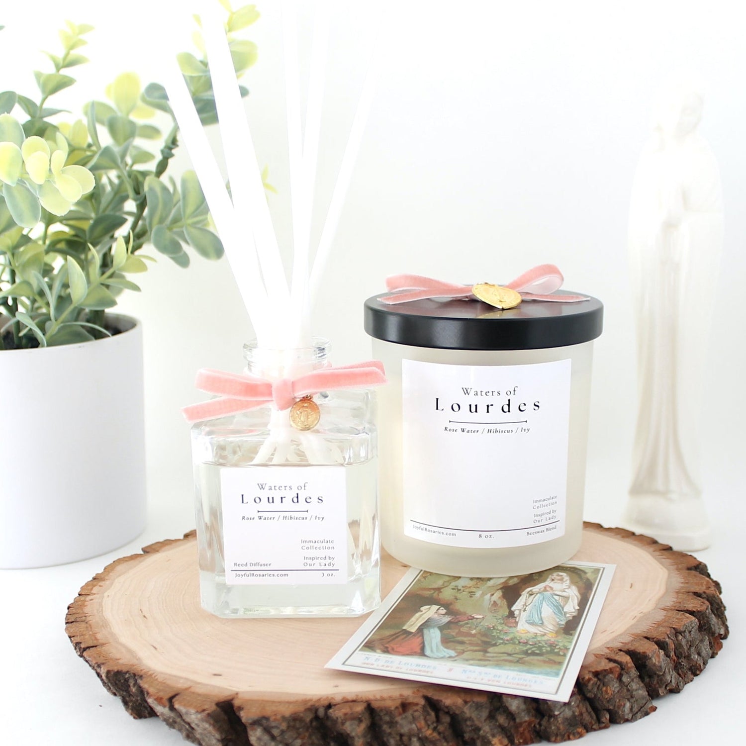 lourdes candle and reed diffuser