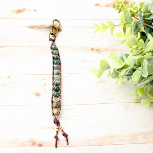Agate Gemstone Rosary Keychain