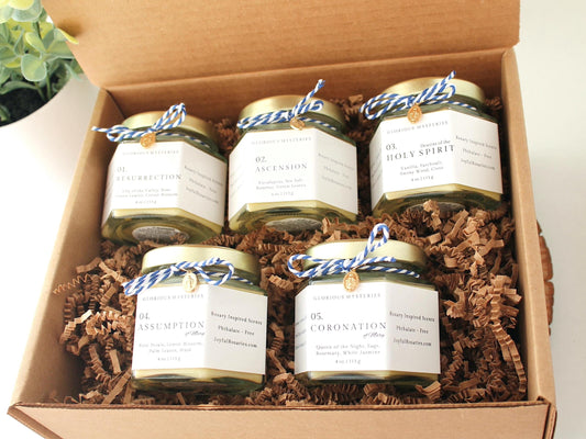 Glorious Mysteries Rosary Candle Gift Set