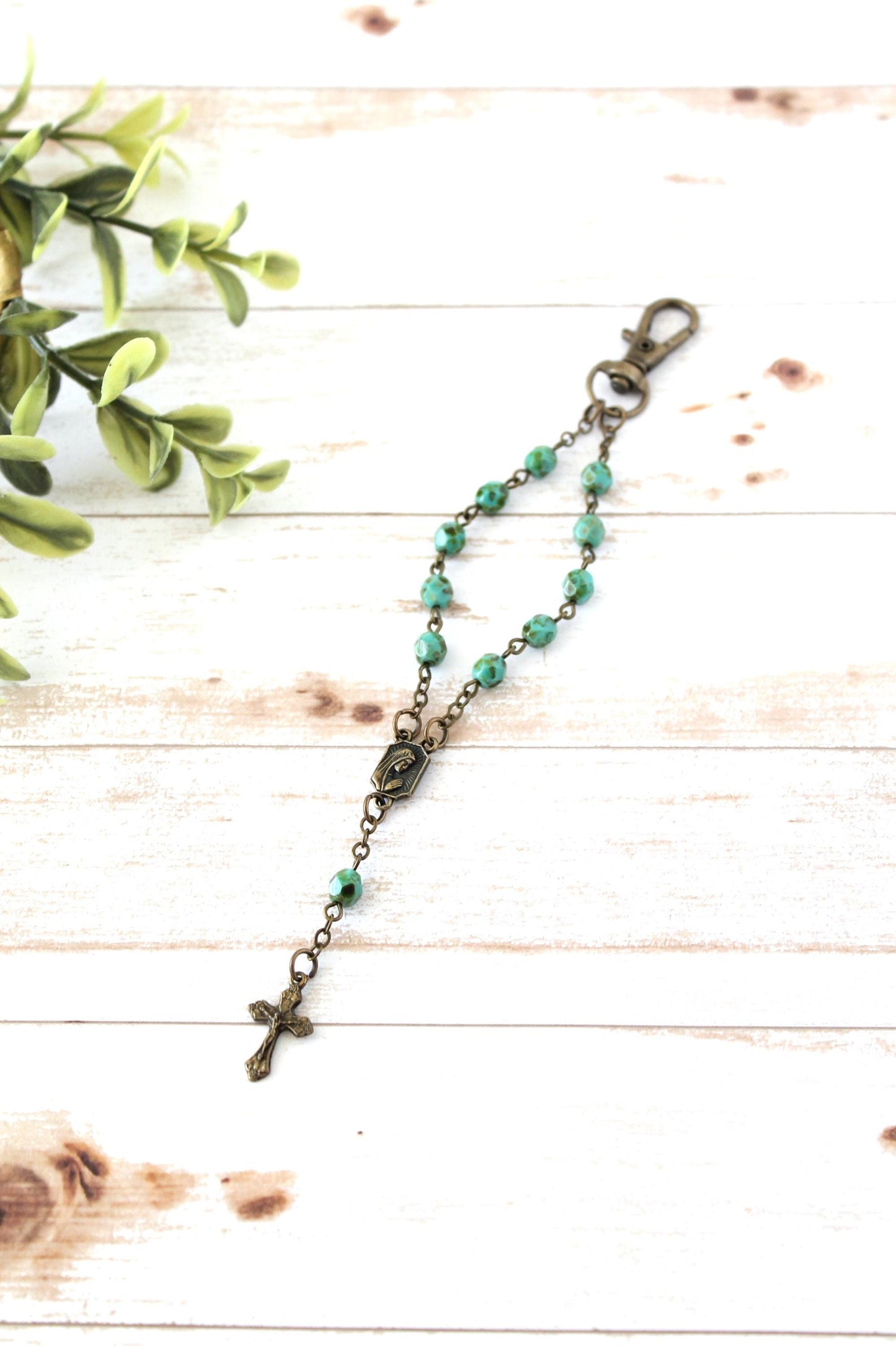 Turquoise Rosary Keychain