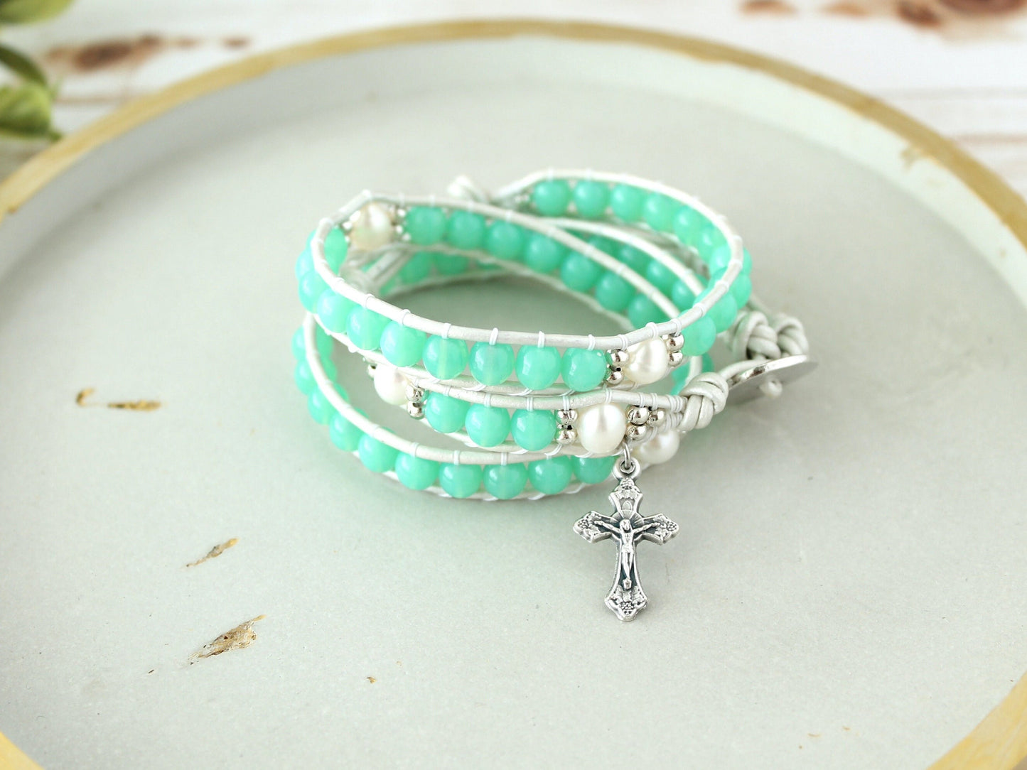 Czech Glass Rosary Wrap Bracelet