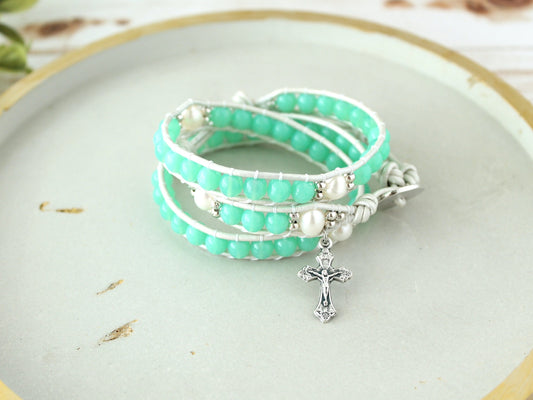 Czech Glass Rosary Wrap Bracelet