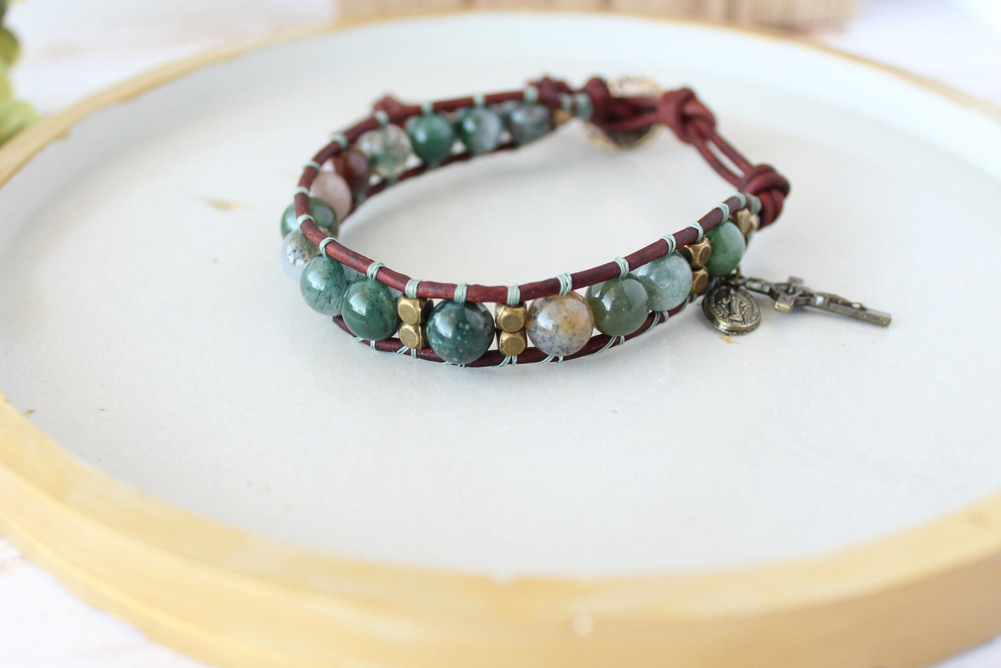 Agate Gemstone Rosary Bracelet