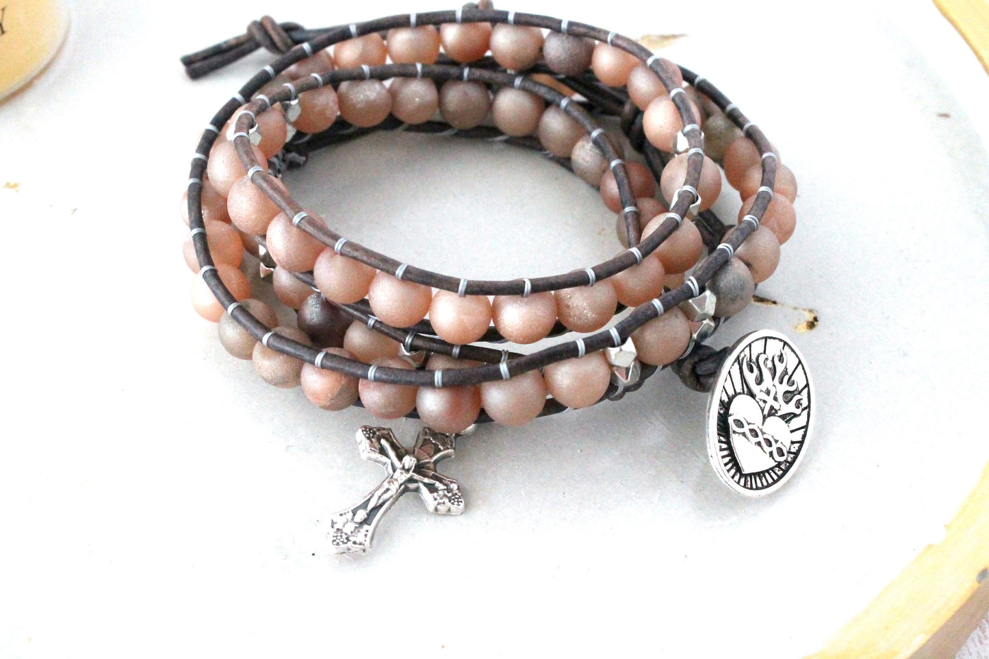Druzy Agate Rosary Wrap Bracelet