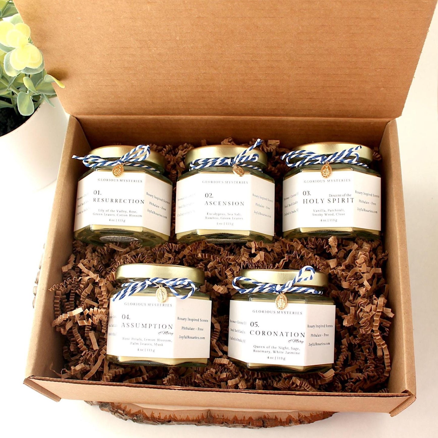 Glorious Mysteries Rosary Candle Gift Set