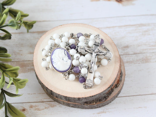 White Shell Bead Rosary