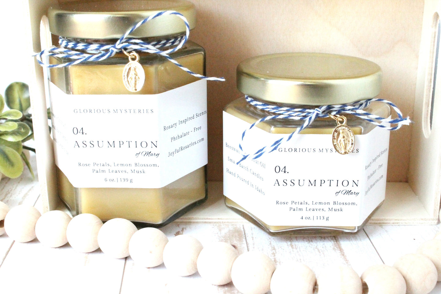 Assumption of Mary Rosary Candle