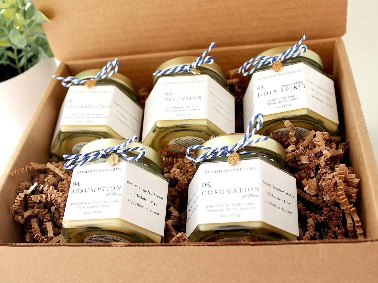 Glorious Mysteries Rosary Candle Gift Set