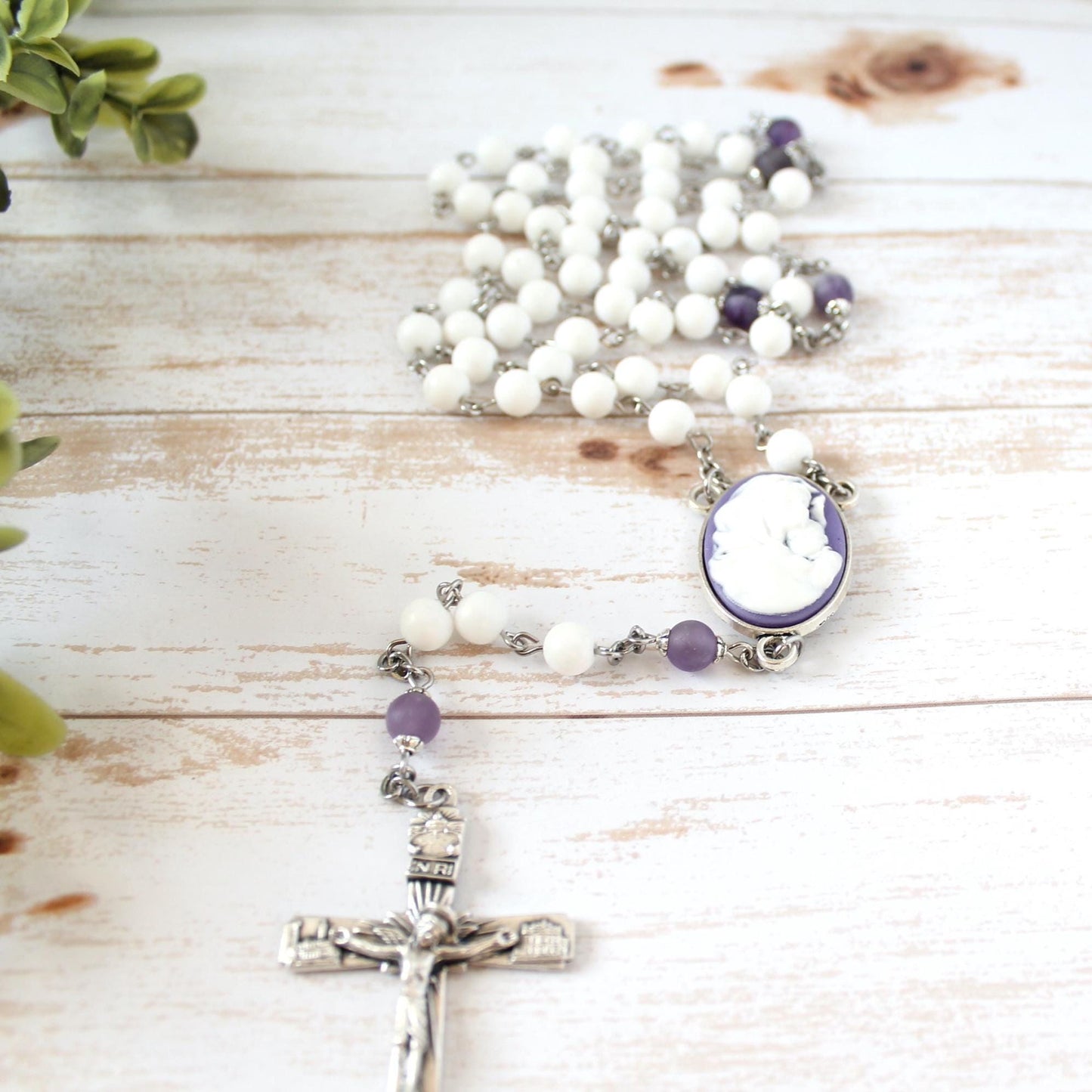 White Shell Bead Rosary