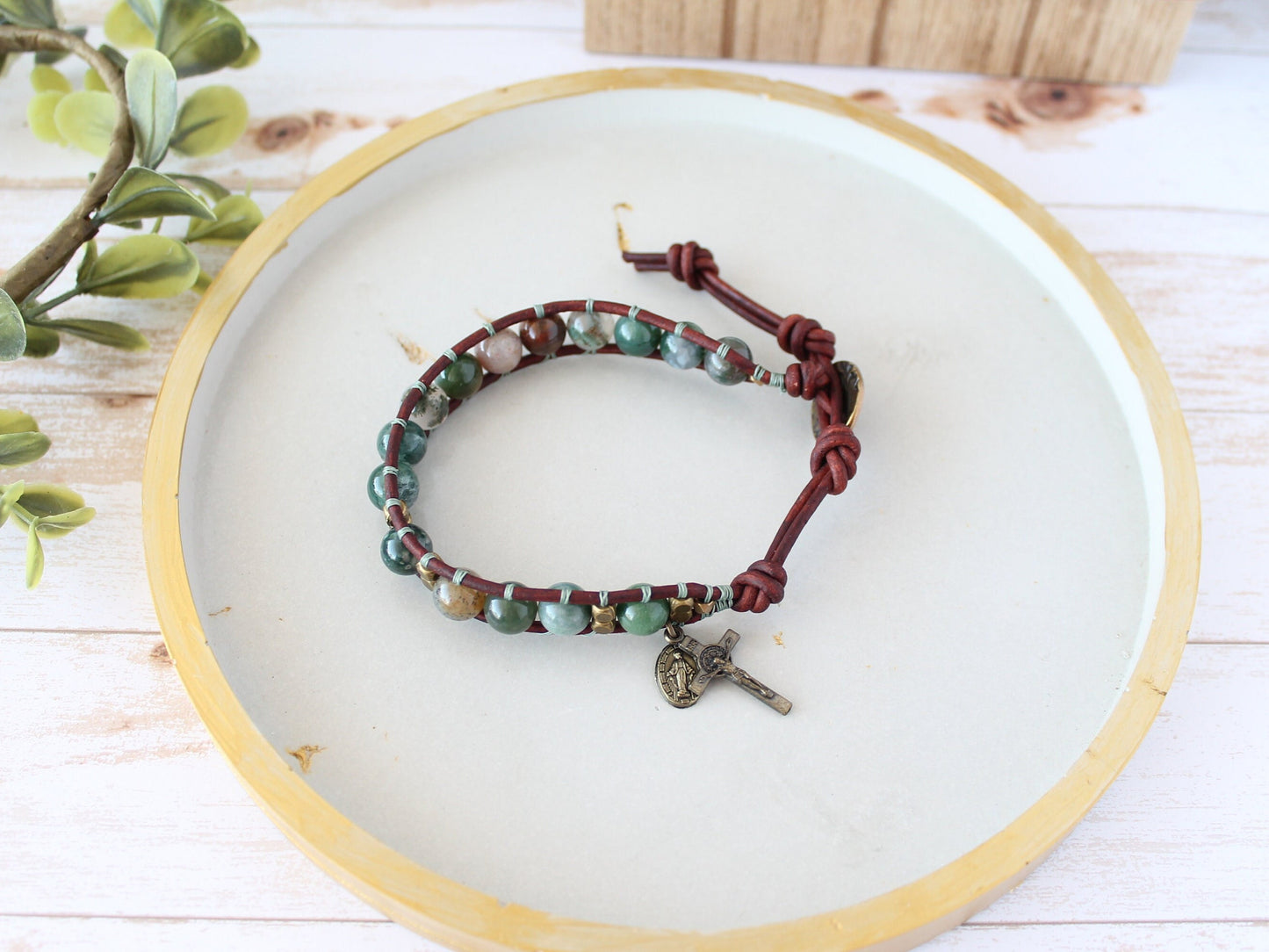 Agate Gemstone Rosary Bracelet