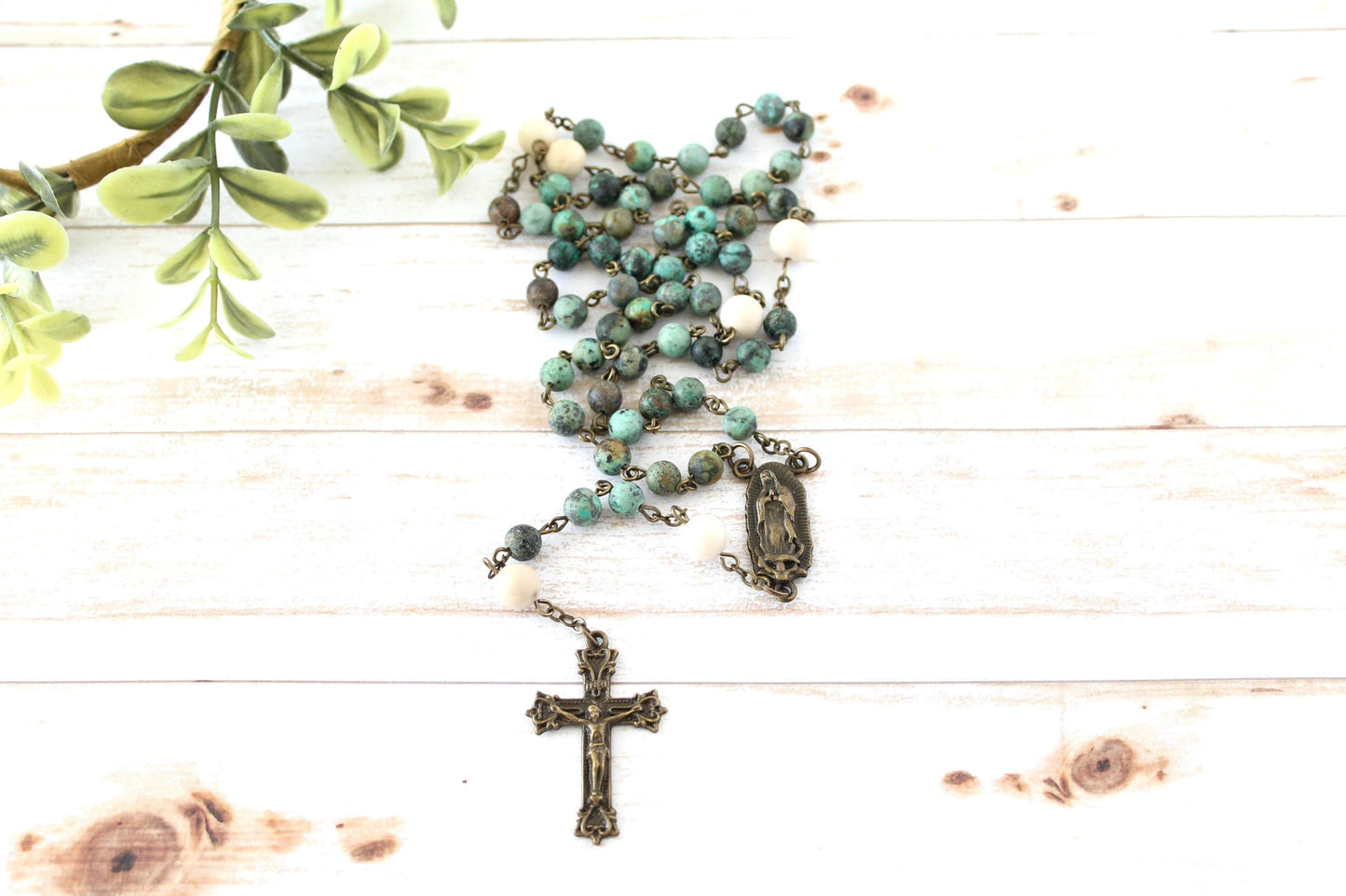 African Turquoise Matte Rosary