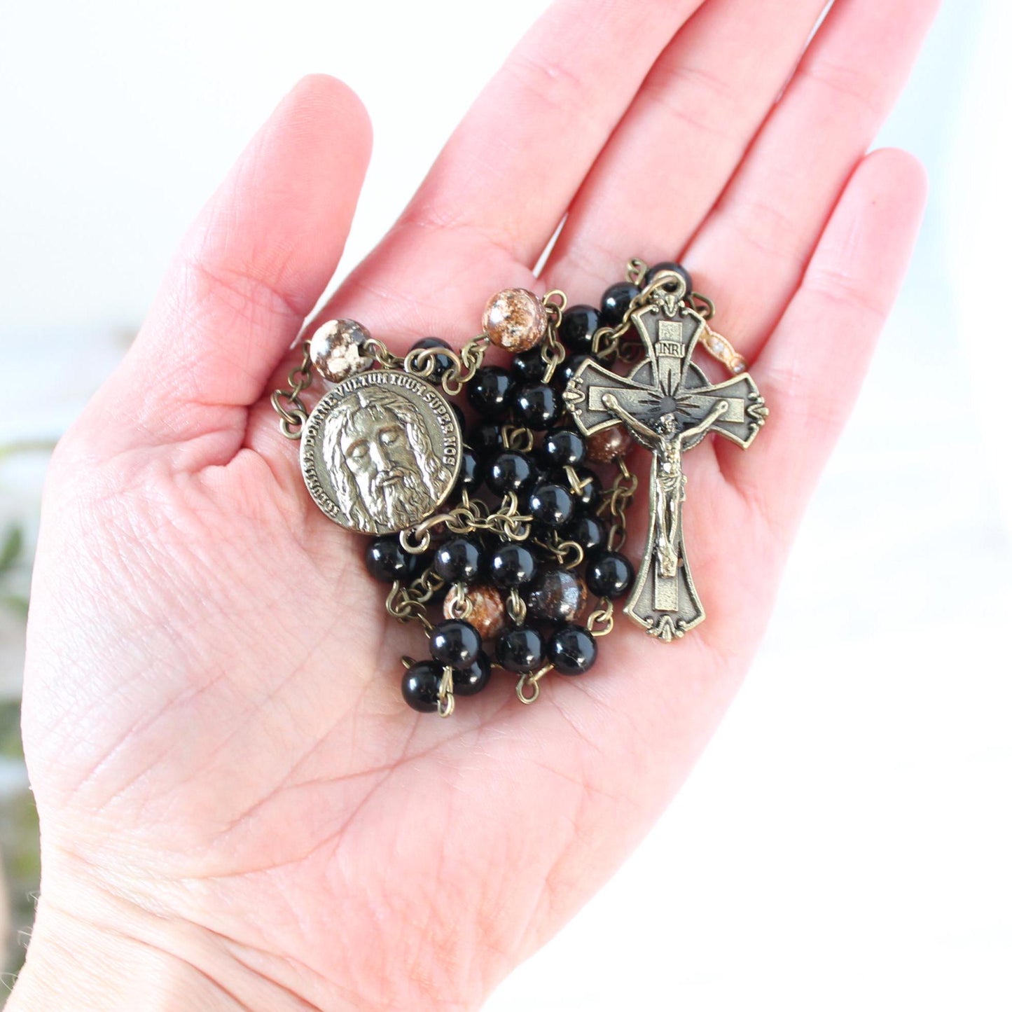 Onyx Gemstone Holy Face of Jesus Chaplet