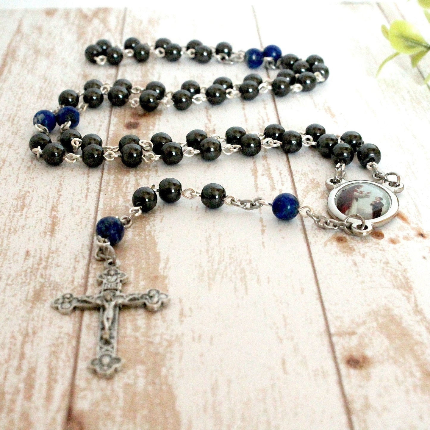 Hematite and Lapis Lazuli First Communion Rosary