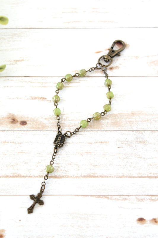 Green Rosary Keychain