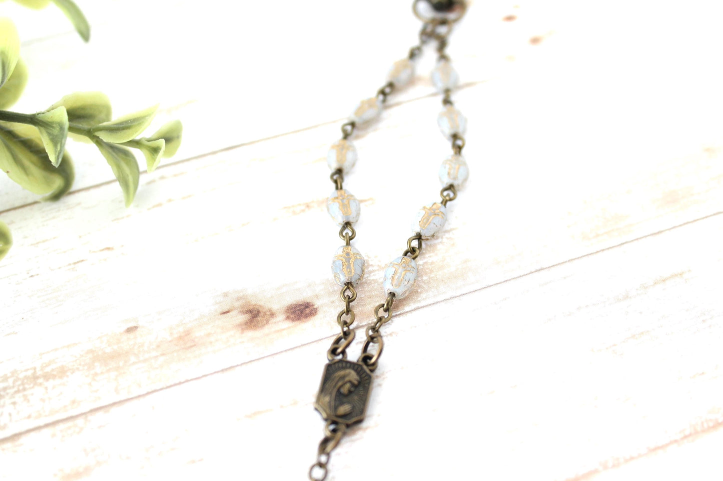 Cross Bead Rosary Keychain