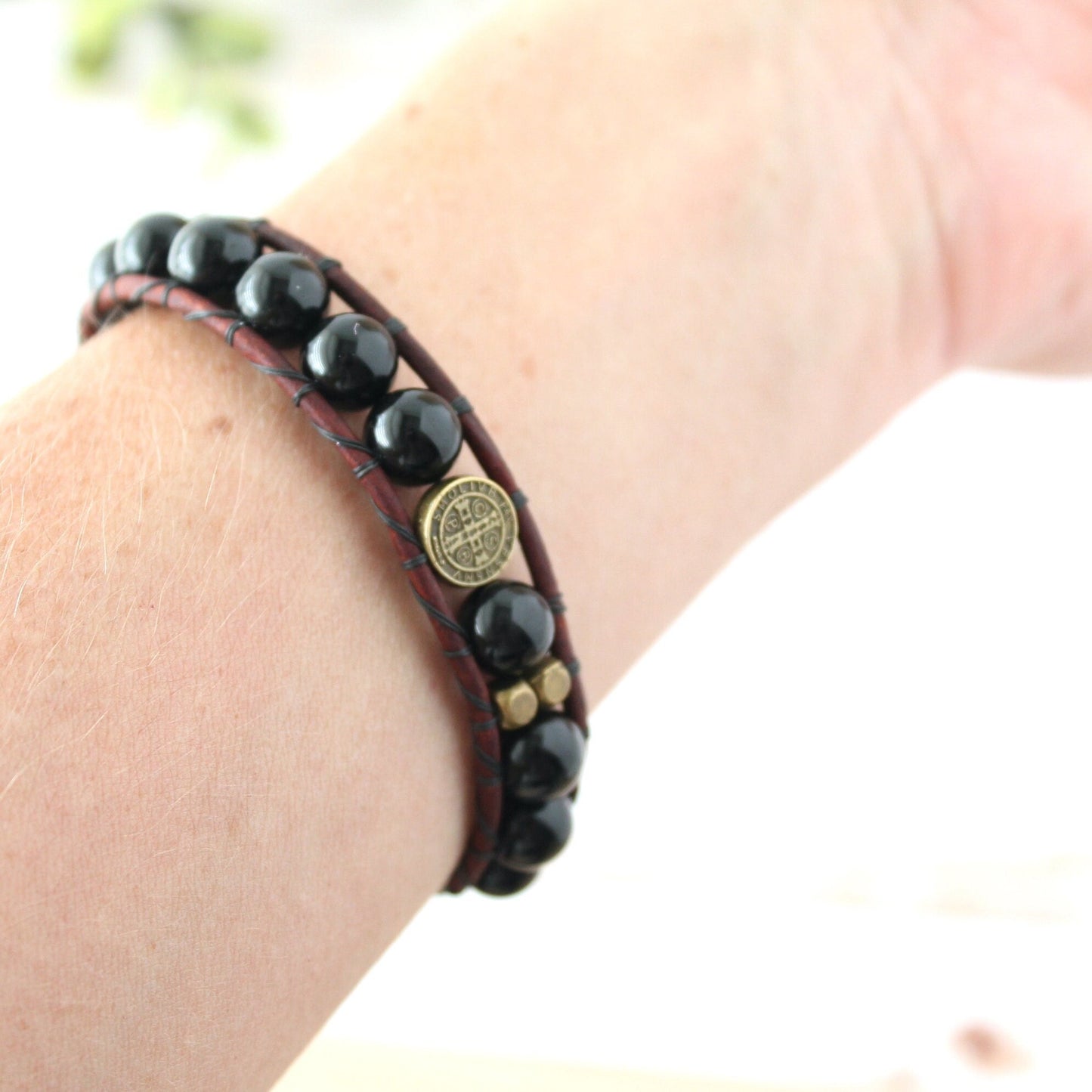Onyx Gemstone Rosary Bracelet