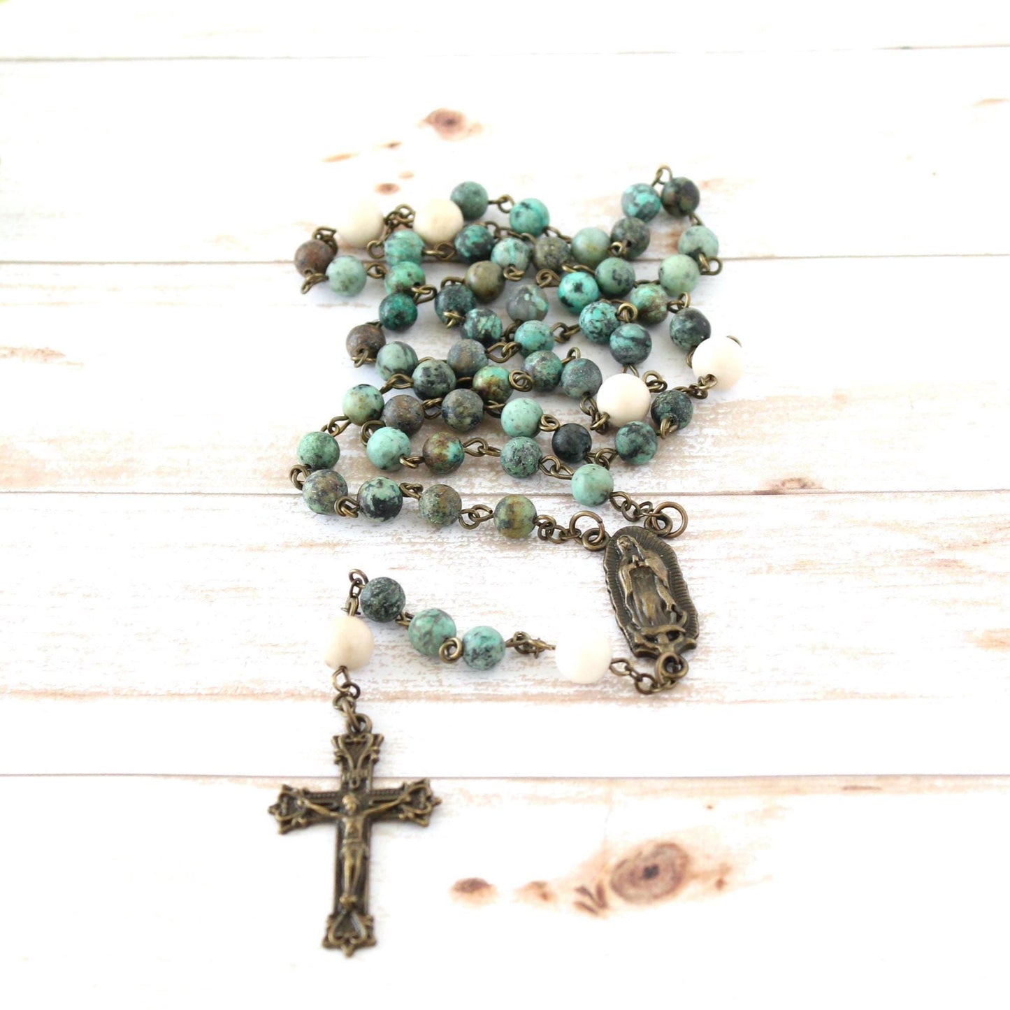 African Turquoise Matte Rosary