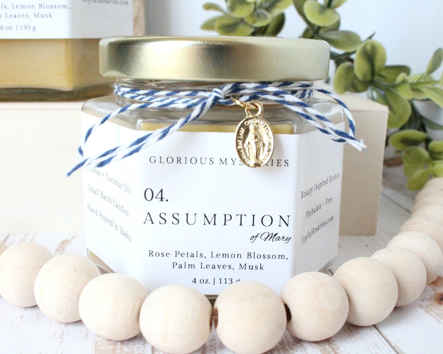 Assumption of Mary Rosary Candle