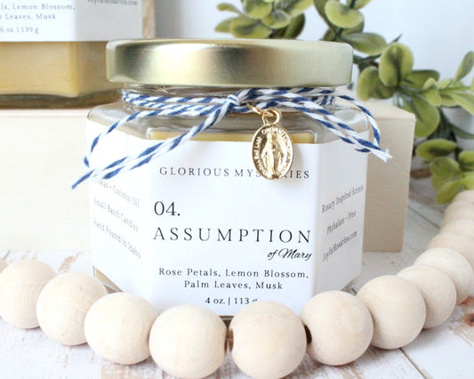 Assumption of Mary Rosary Candle