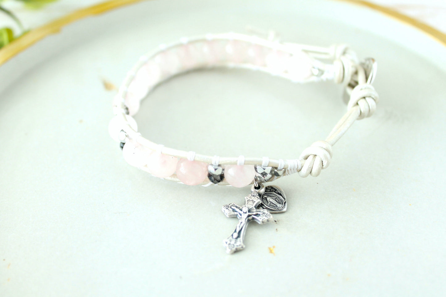 Rose Quartz Rosary Bracelet