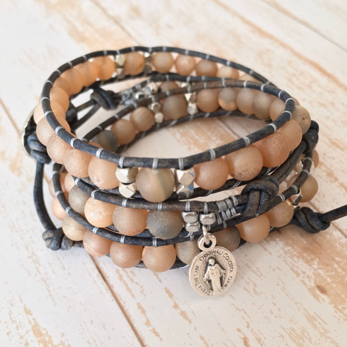 Druzy Agate Rosary Wrap Bracelet
