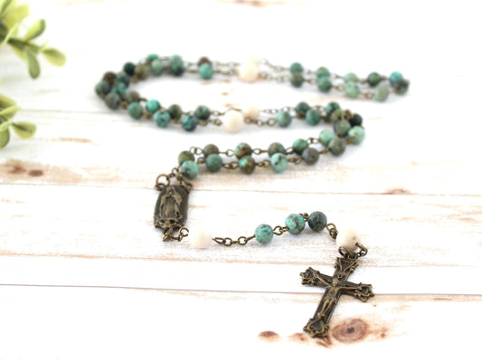African Turquoise Matte Rosary