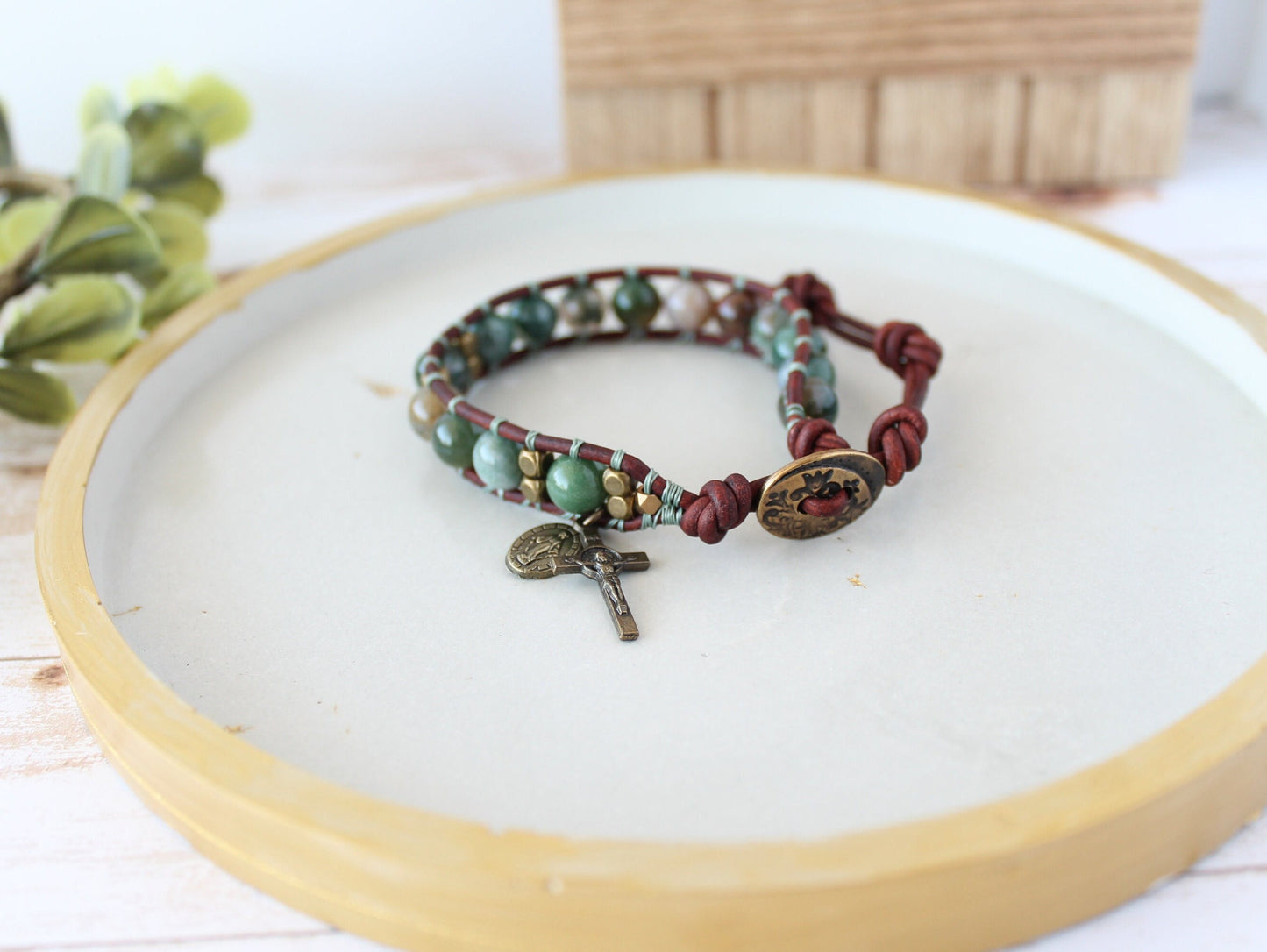 Agate Gemstone Rosary Bracelet