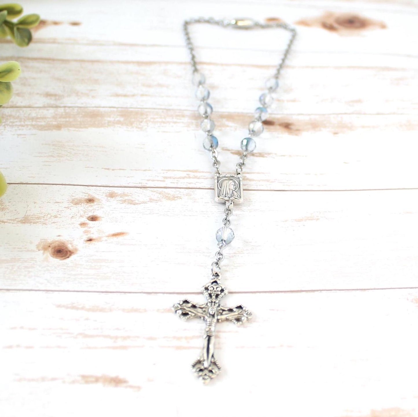 Blue Glass Bead Magnetic Car Rosary