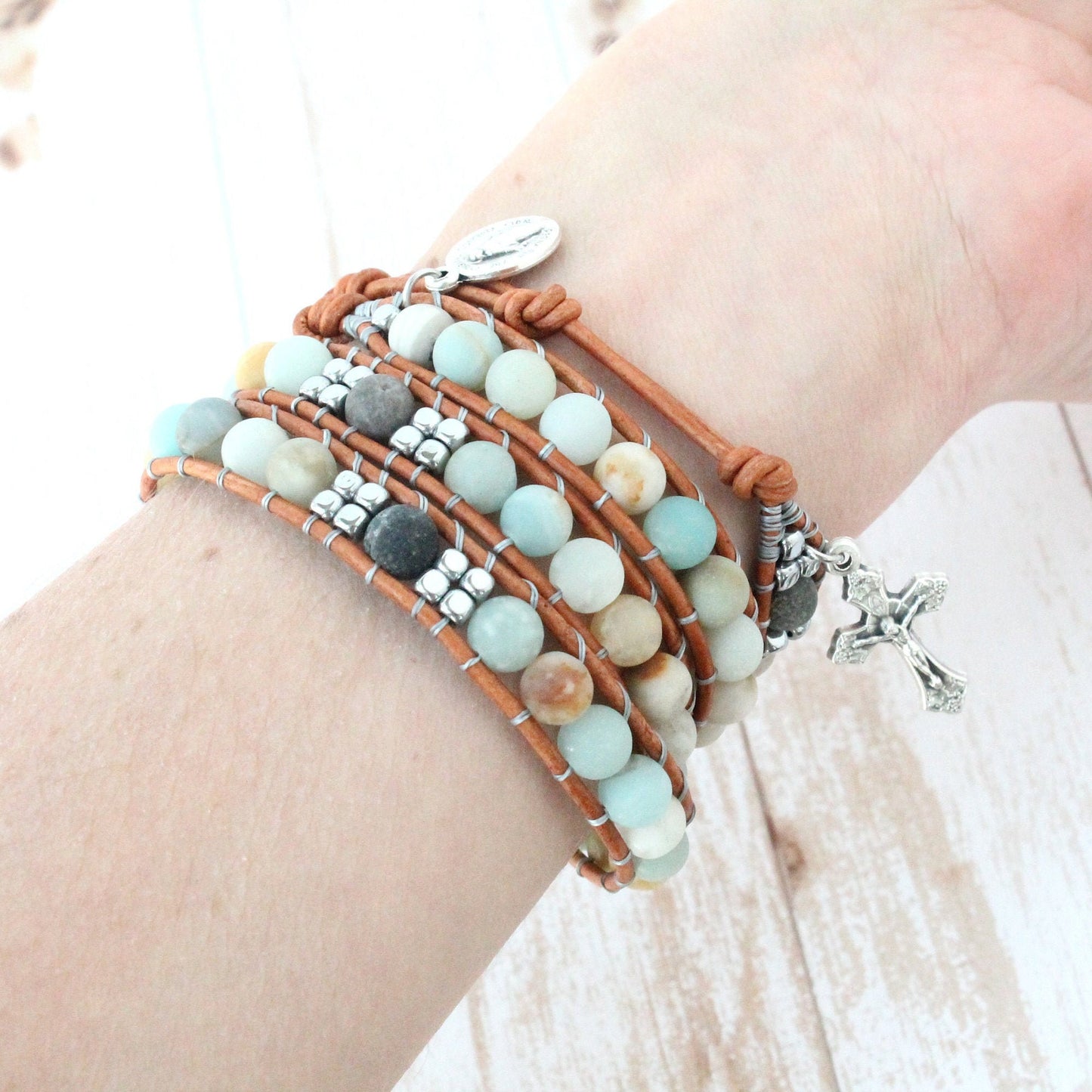 Amazonite Rosary Wrap Bracelet