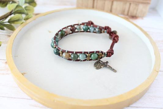 Agate Gemstone Rosary Bracelet