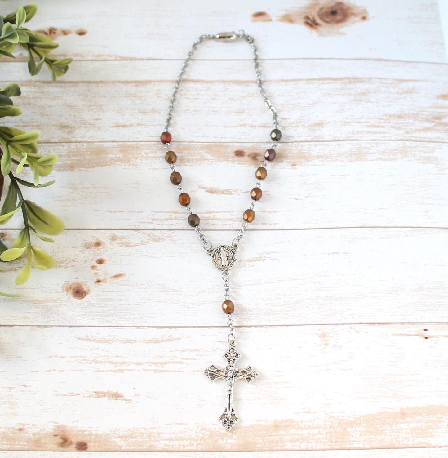 Metallic Glass Bead Magnetic Car Rosary
