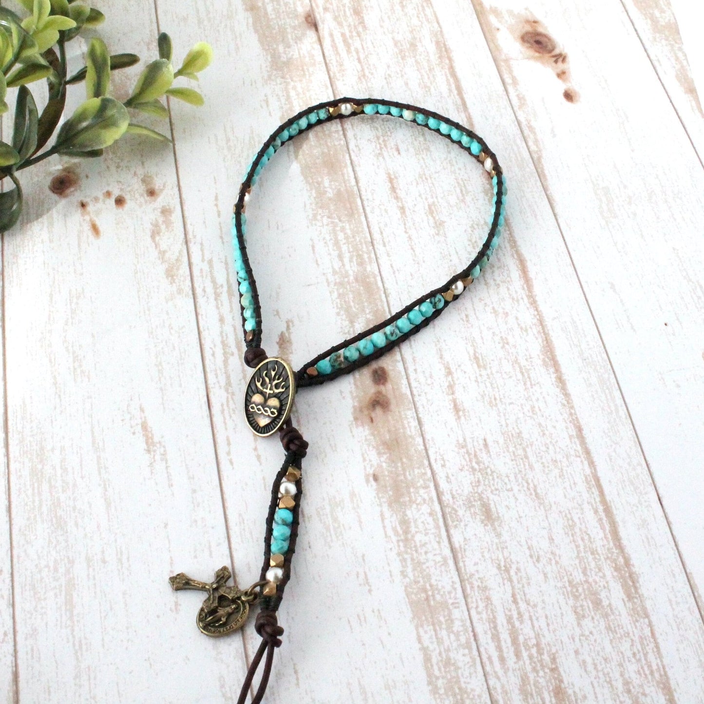 Turquoise Rosary Wrap Bracelet
