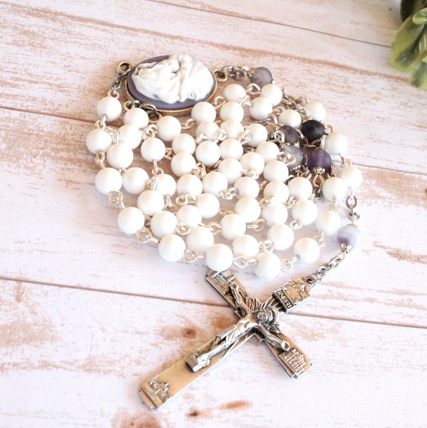 White Shell Bead Rosary