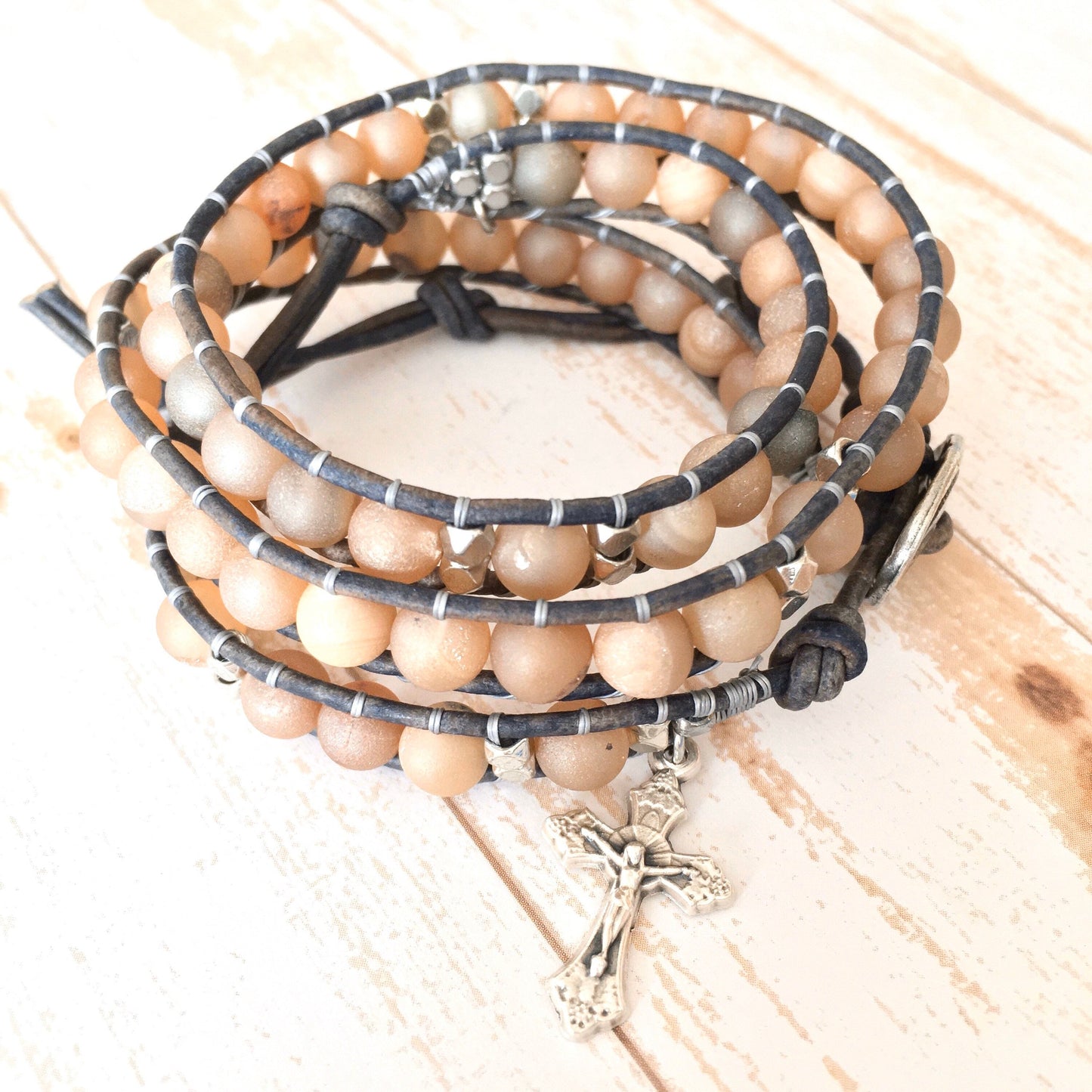 Druzy Agate Rosary Wrap Bracelet