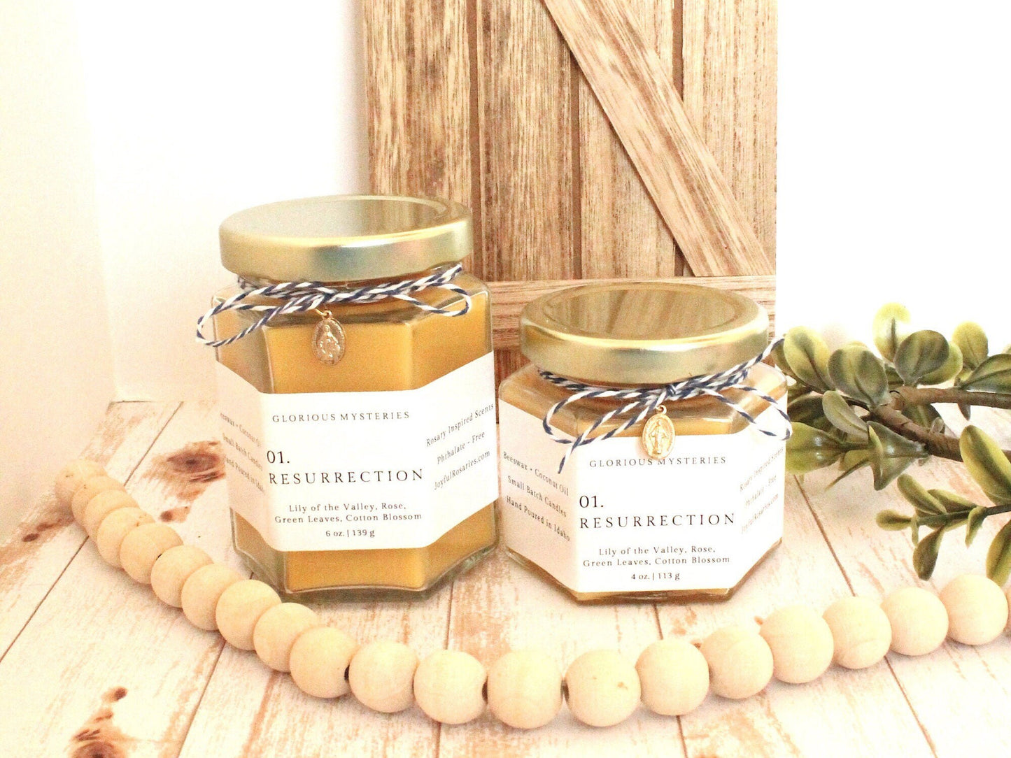 Resurrection of Jesus Rosary Candle