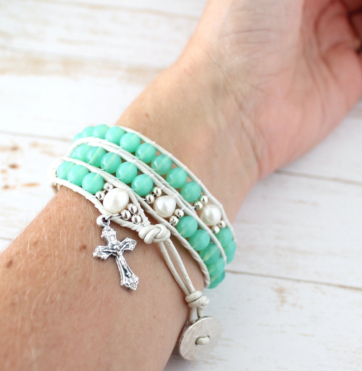 Czech Glass Rosary Wrap Bracelet