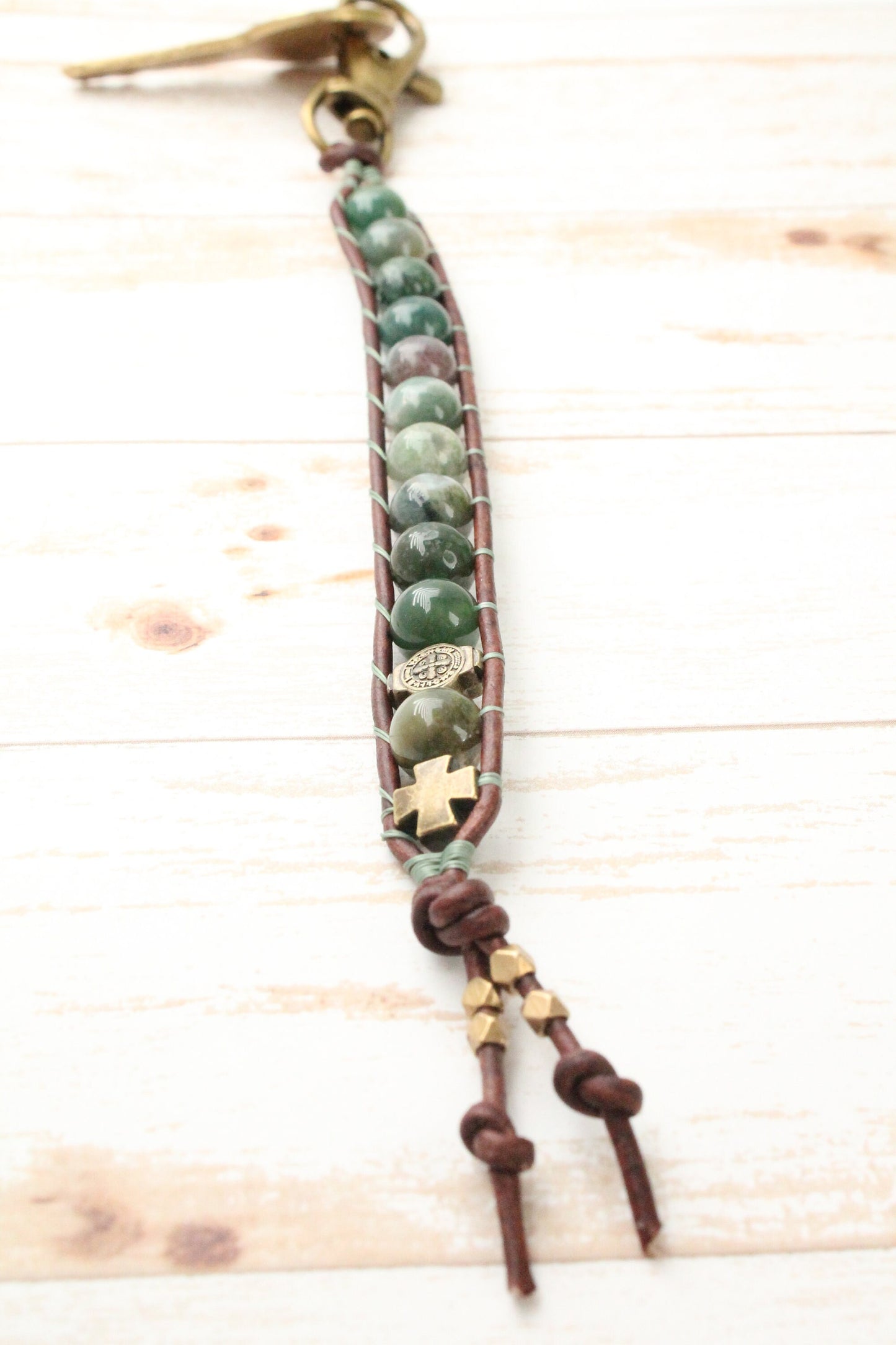 Agate Gemstone Rosary Keychain