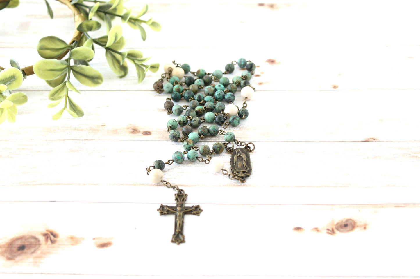 African Turquoise Matte Rosary